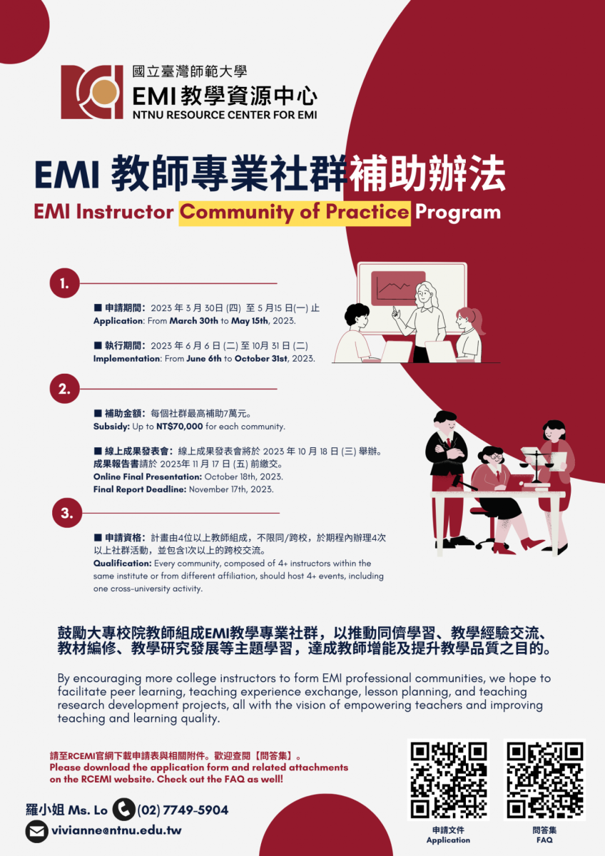 112-1 EMI教師社群 補助辦法